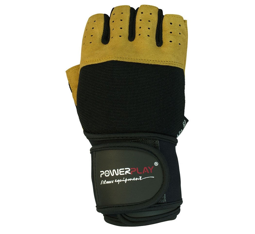 Рукавички для фітнесу PowerPlay 1069 А Чорно-Коричневі S фото товару