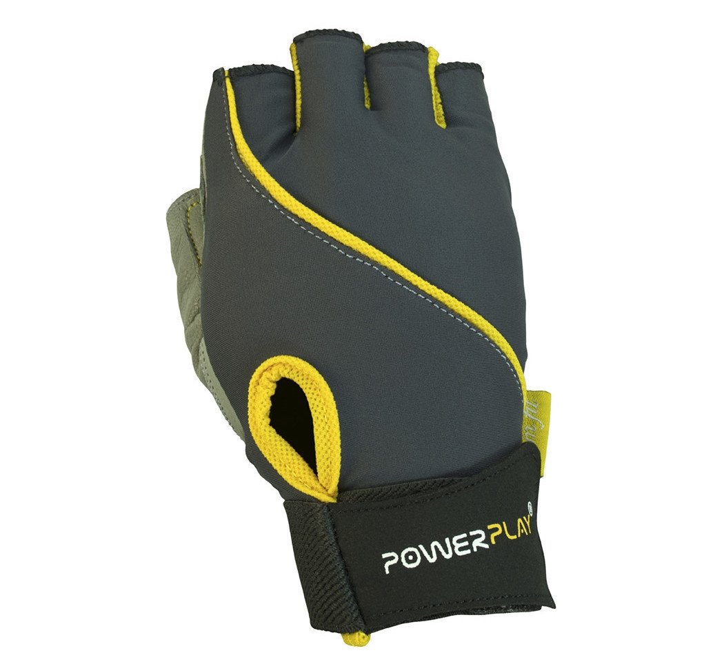 Рукавички для фітнесу PowerPlay 1725 B жіночі Сіро-Жовті M фото товара