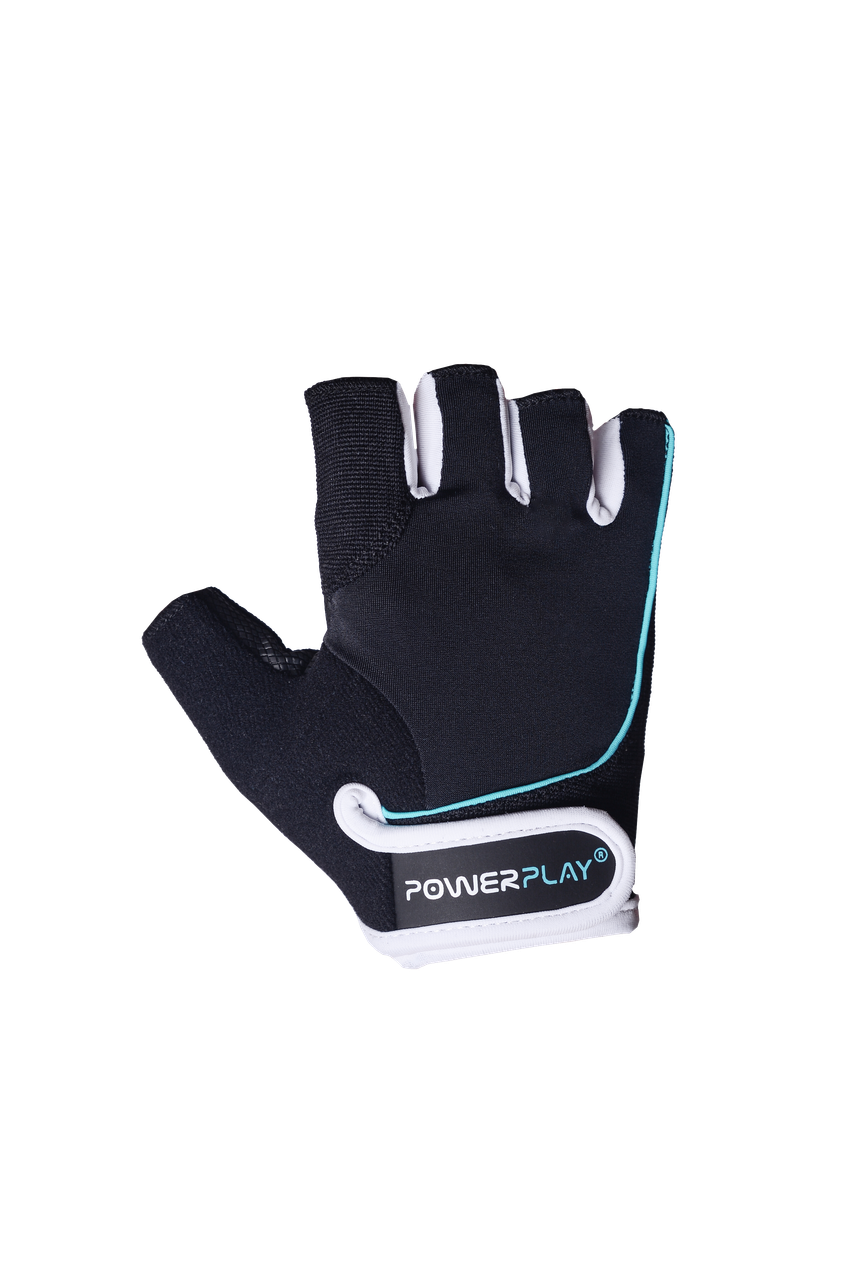Рукавички для фітнесу PowerPlay 1750 жіночі Чорно-Блакитний M фото товару