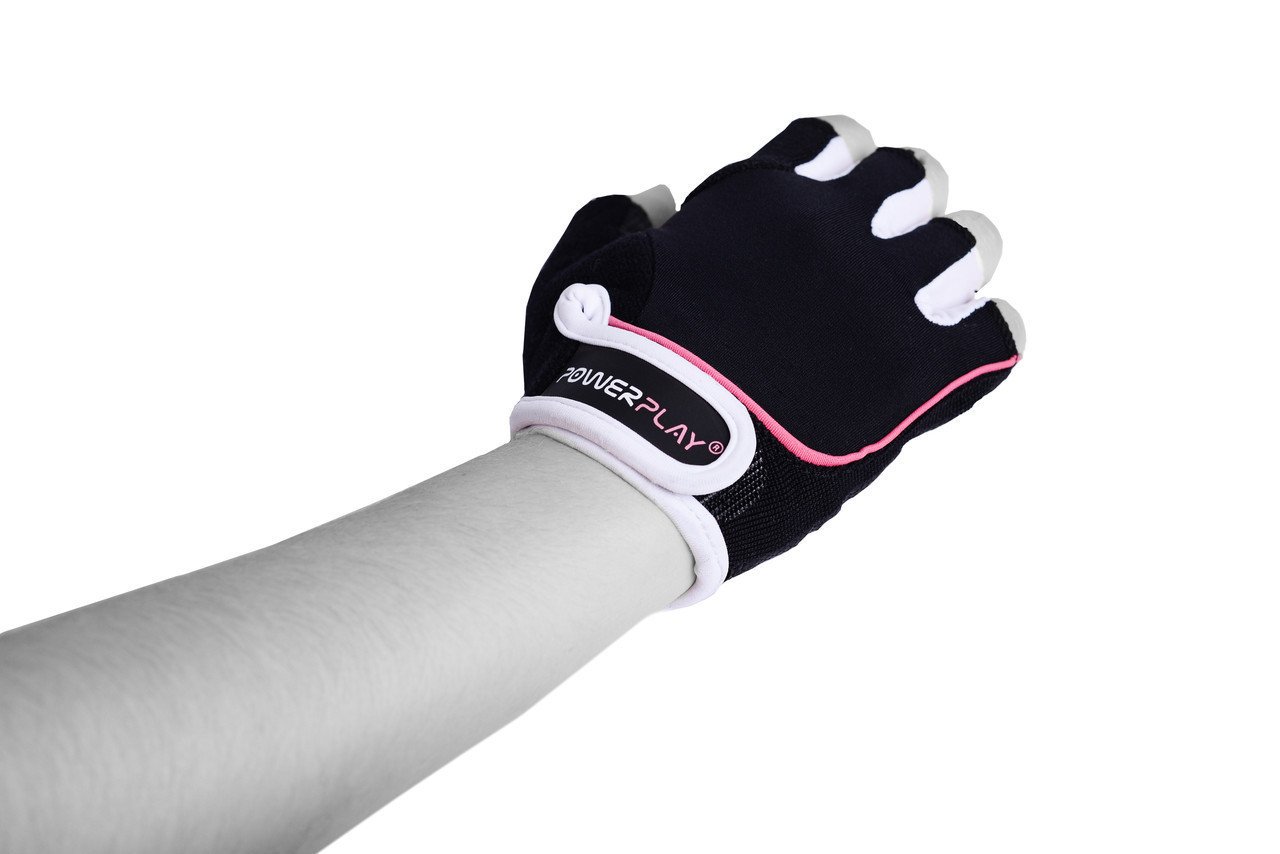 Рукавички для фітнесу PowerPlay 1750 жіночі Чорно-Розовий S фото товару