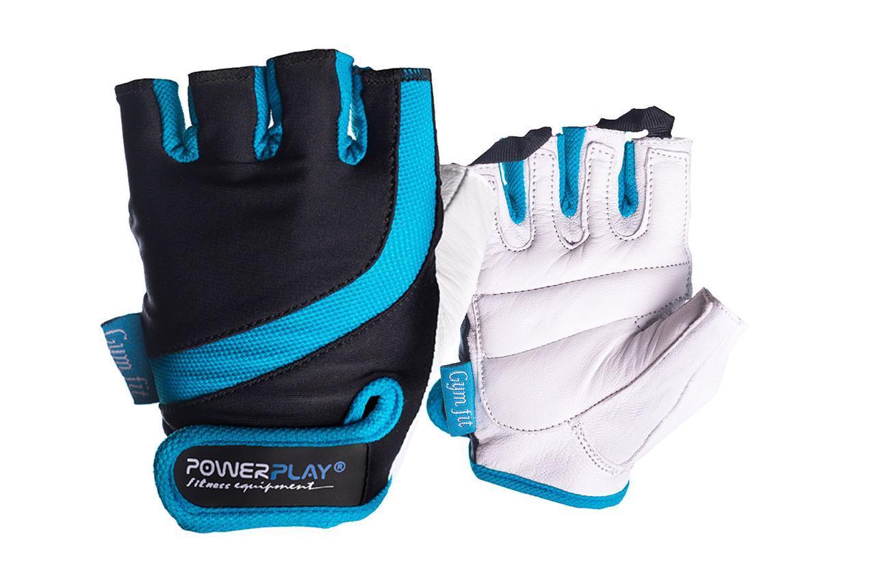 Рукавички для фітнесу PowerPlay 2311 жіночі Чорно-Блакитні XS фото товара