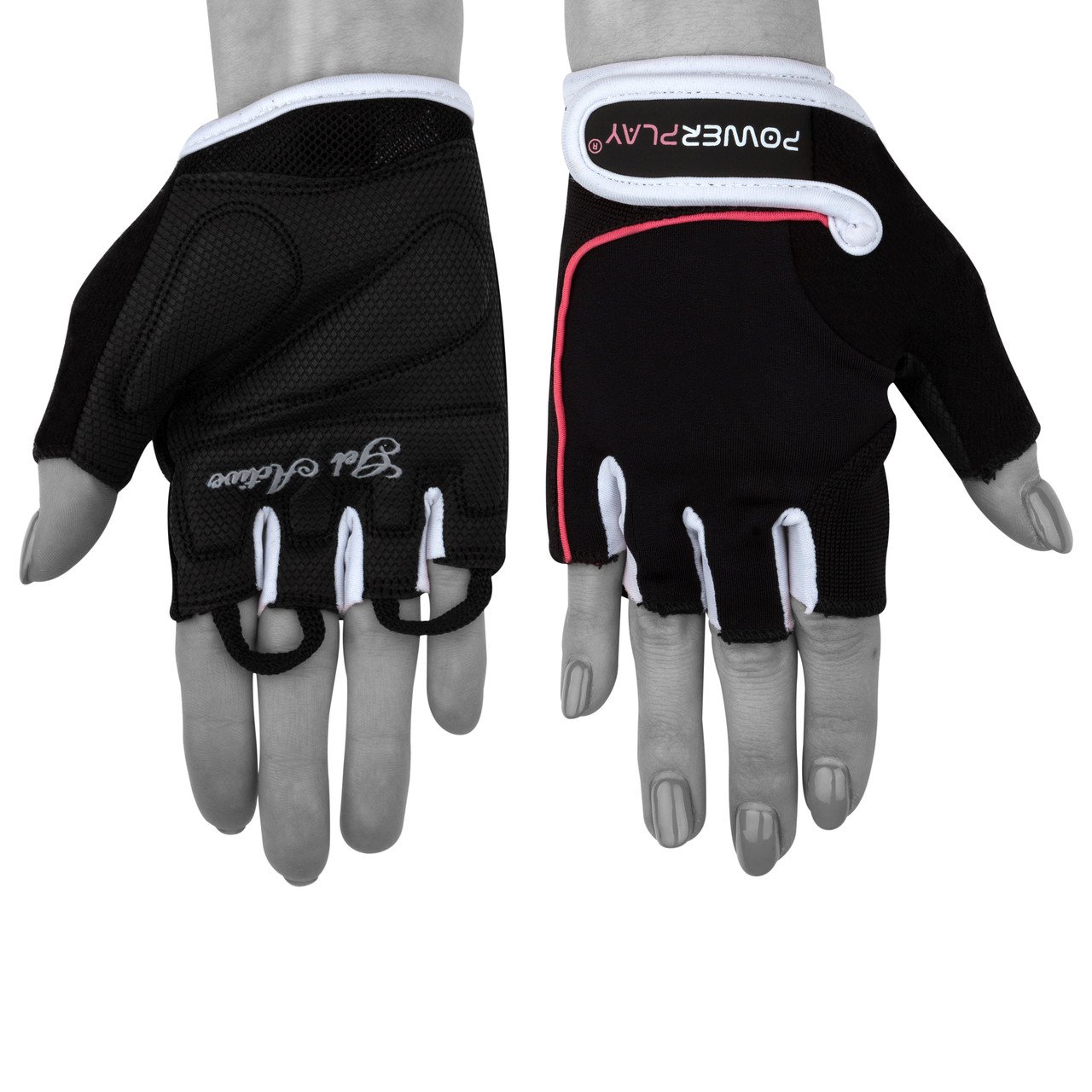 Рукавички для фітнесу PowerPlay 1750 жіночі Чорно-Розовий XS фото товара