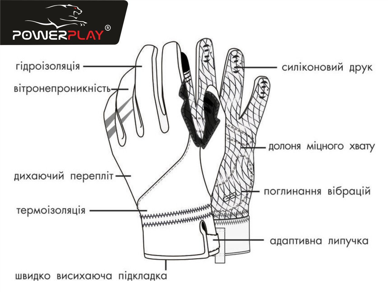 Рукавички для бігу PowerPlay 6607 Чорно-Червоні XL фото товара