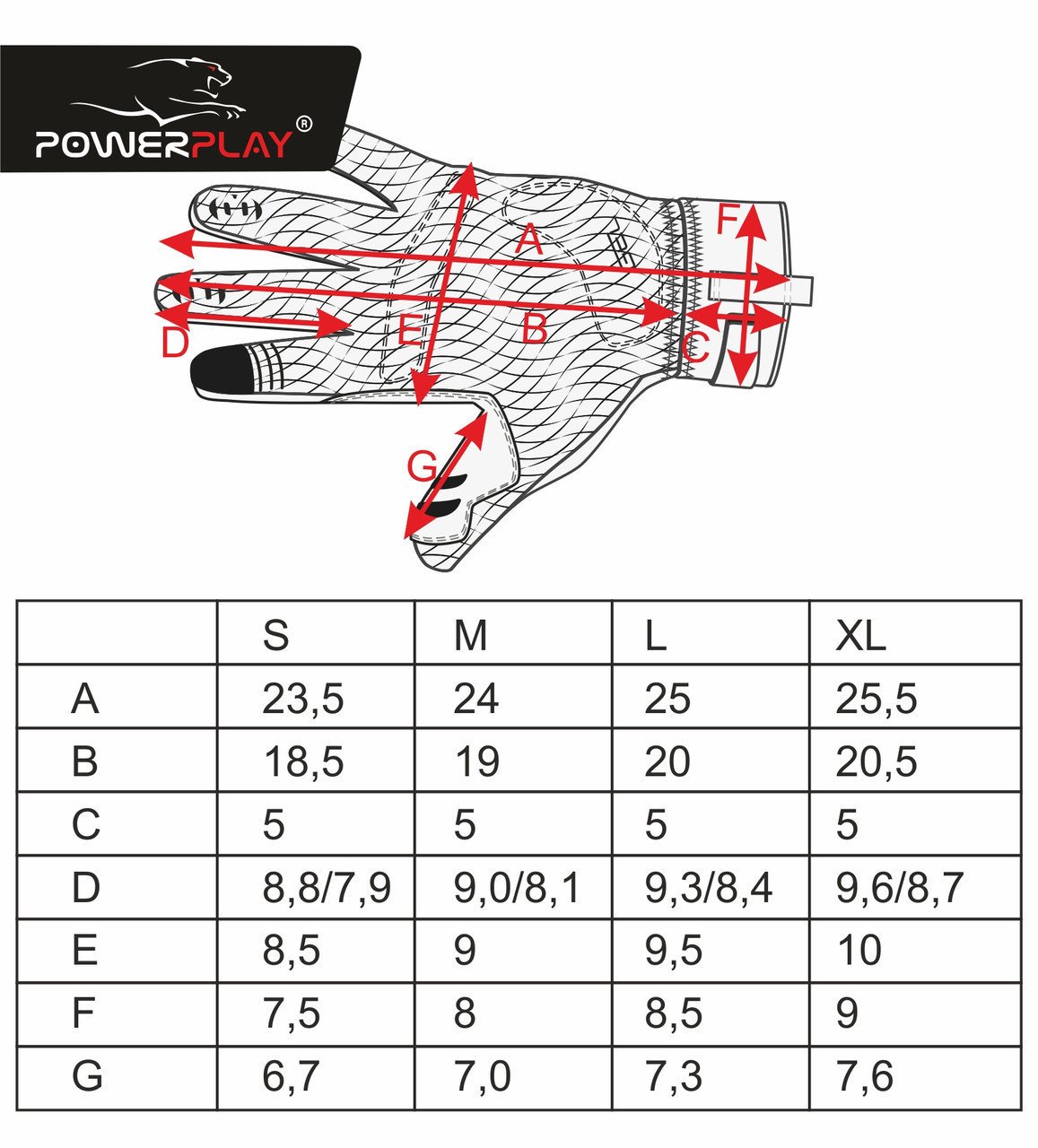 Рукавички для бігу PowerPlay 6607 Чорно-Червоні XL фото товара