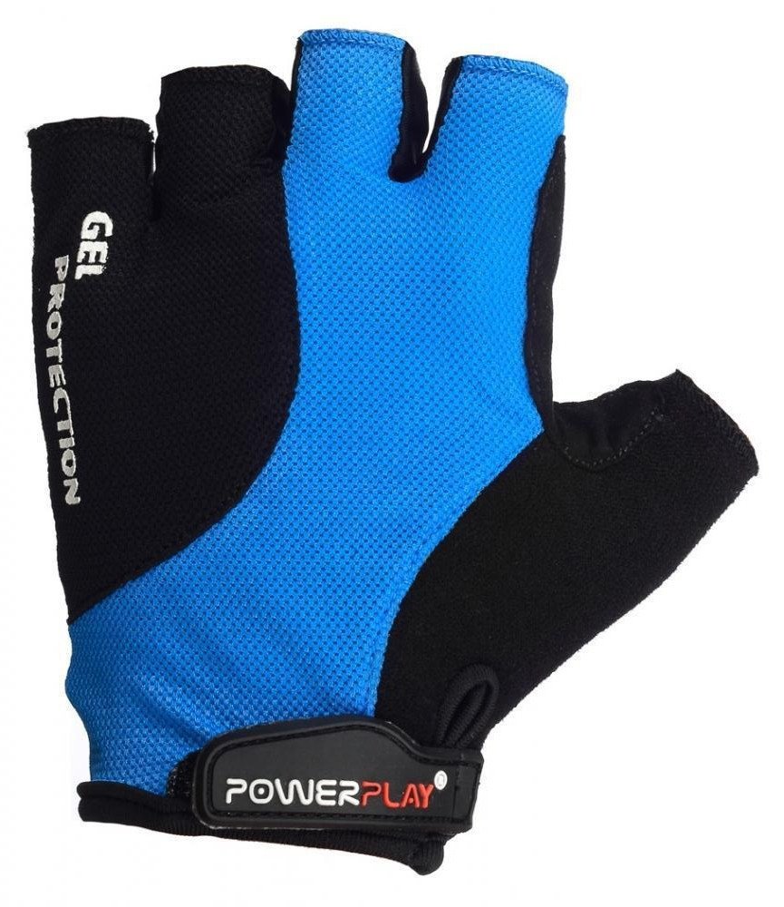 Велорукавички PowerPlay 5028 C Чорно-блакитні XL фото товару