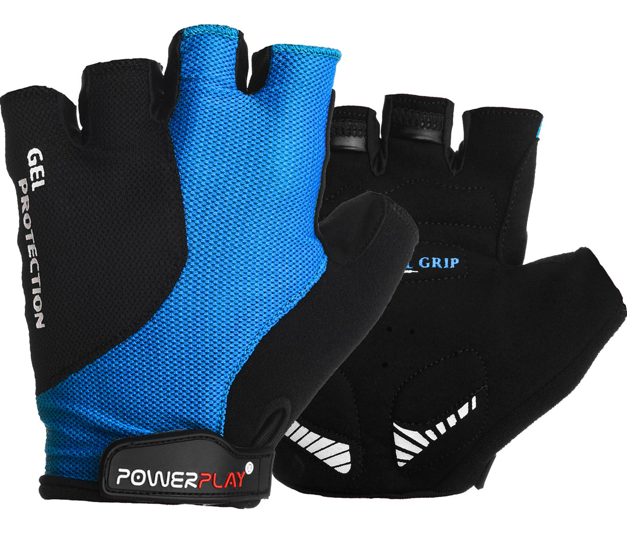 Велорукавички PowerPlay 5028 C Чорно-блакитні L фото товару
