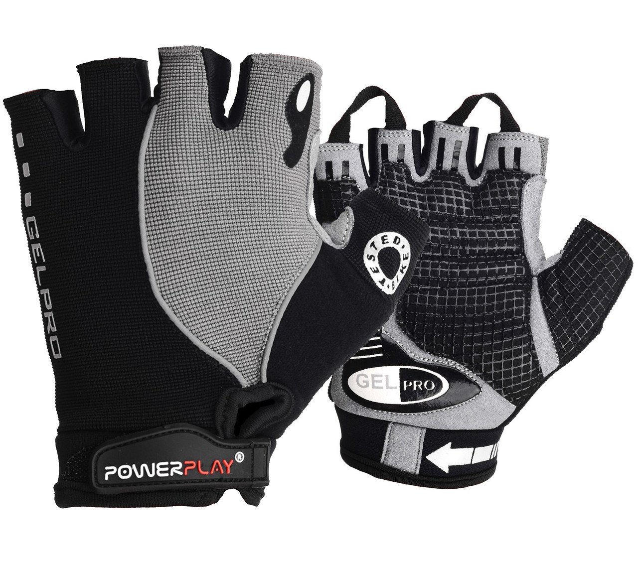 Велорукавички PowerPlay 5019 Чорно-сірі M фото товара