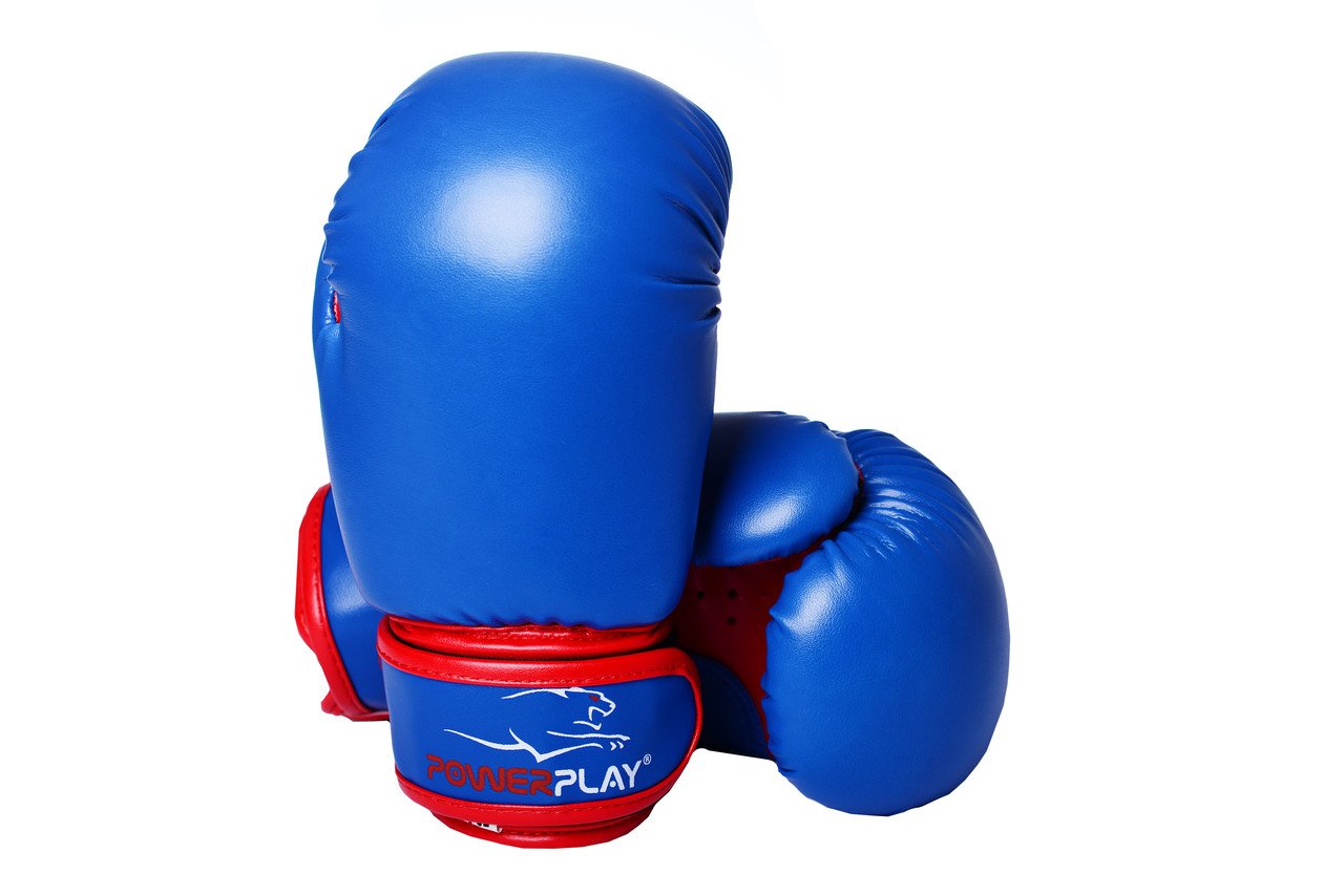 Боксерські рукавиці PowerPlay 3004 JR Синьо-Червоні 8 унцій фото товару