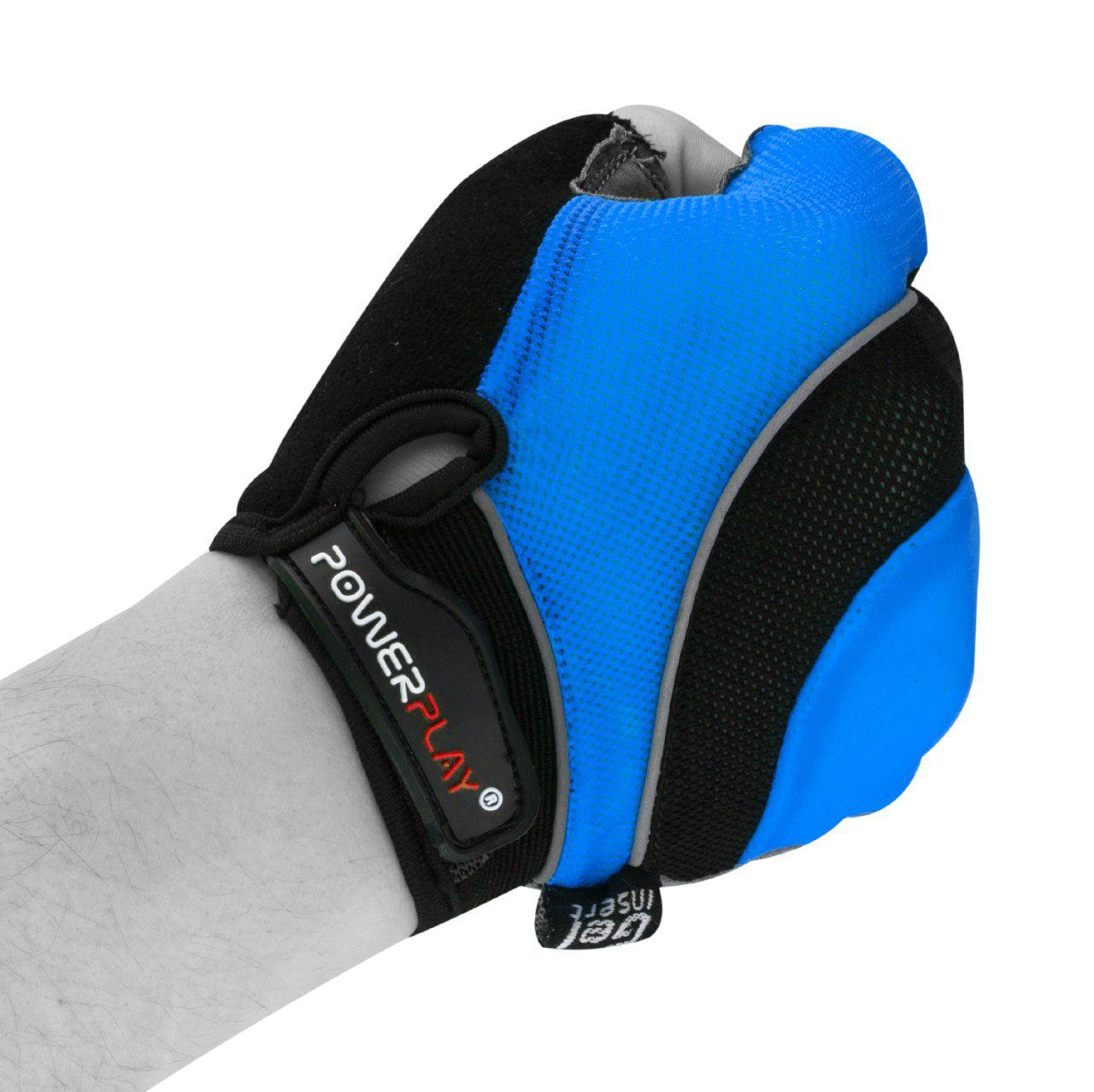 Велорукавички PowerPlay 5037 A Чорно-блакитні XL фото товара