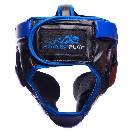 Боксерський шолом тренувальний PowerPlay 3031 Platinum Синьо-Чорний L фото товара