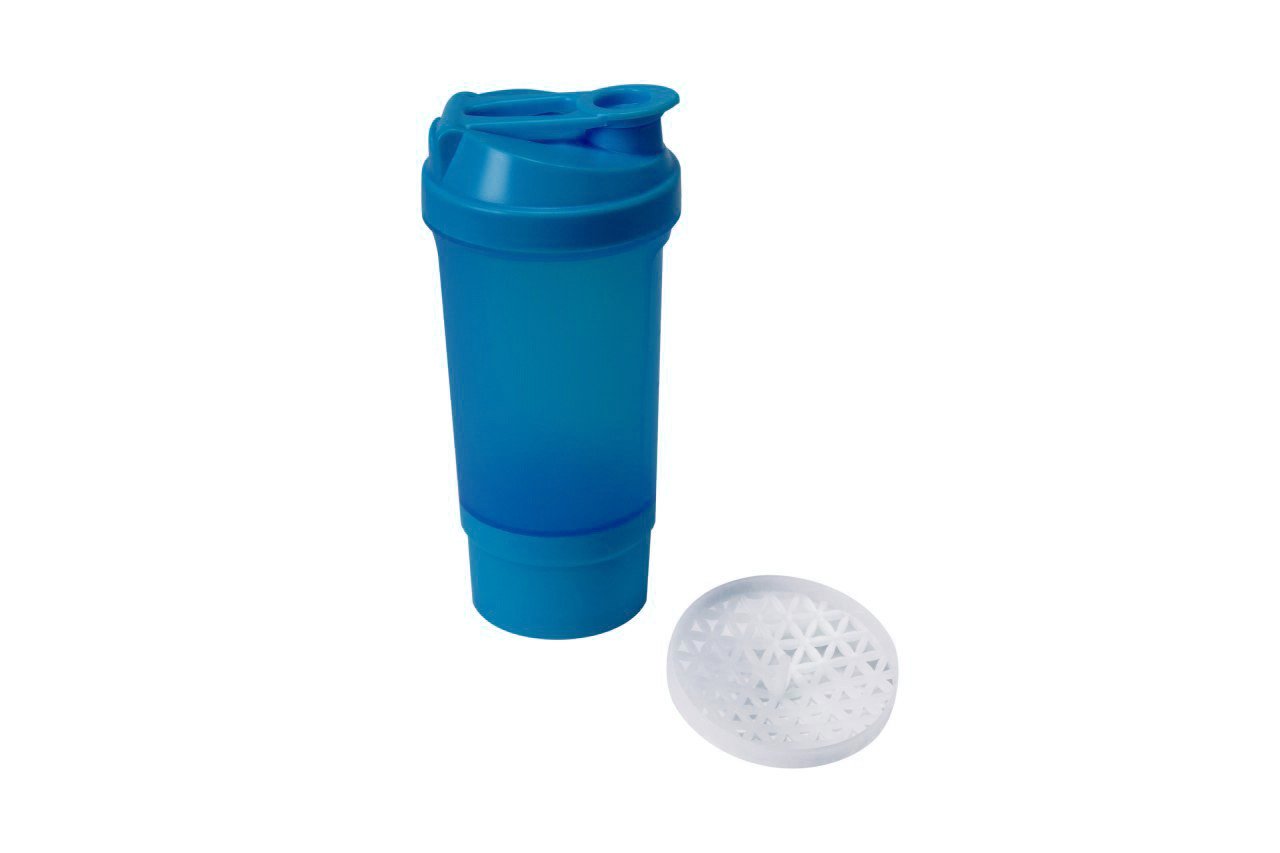 Шейкер спортивний Shaker 360 500ml з контейнером Blue фото товару
