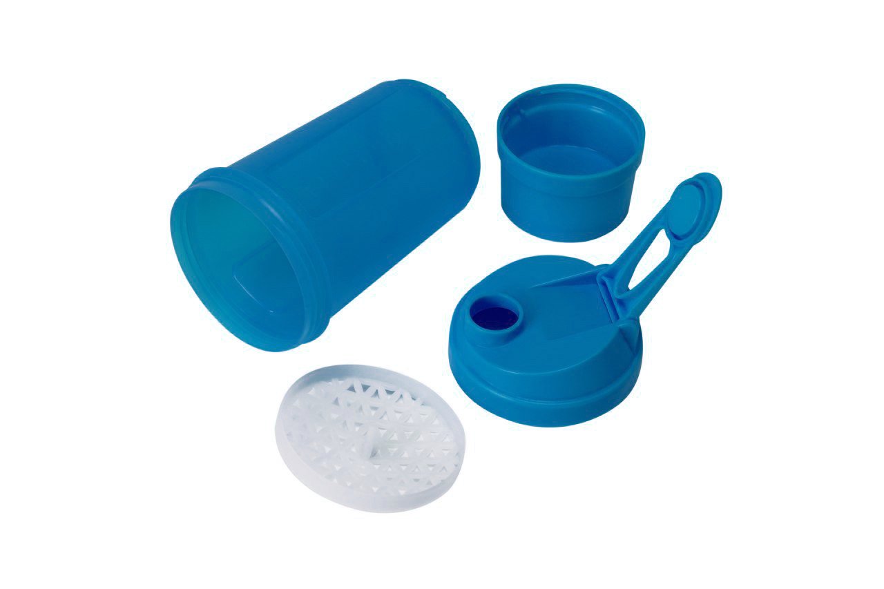 Шейкер спортивний Shaker 360 500ml з контейнером Blue фото товару