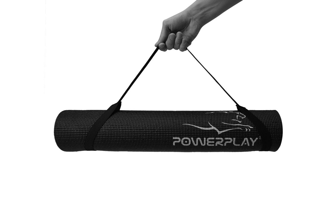 Коврик для йоги и фитнеса PowerPlay 4010 (173*61*0.6) Black фото товару