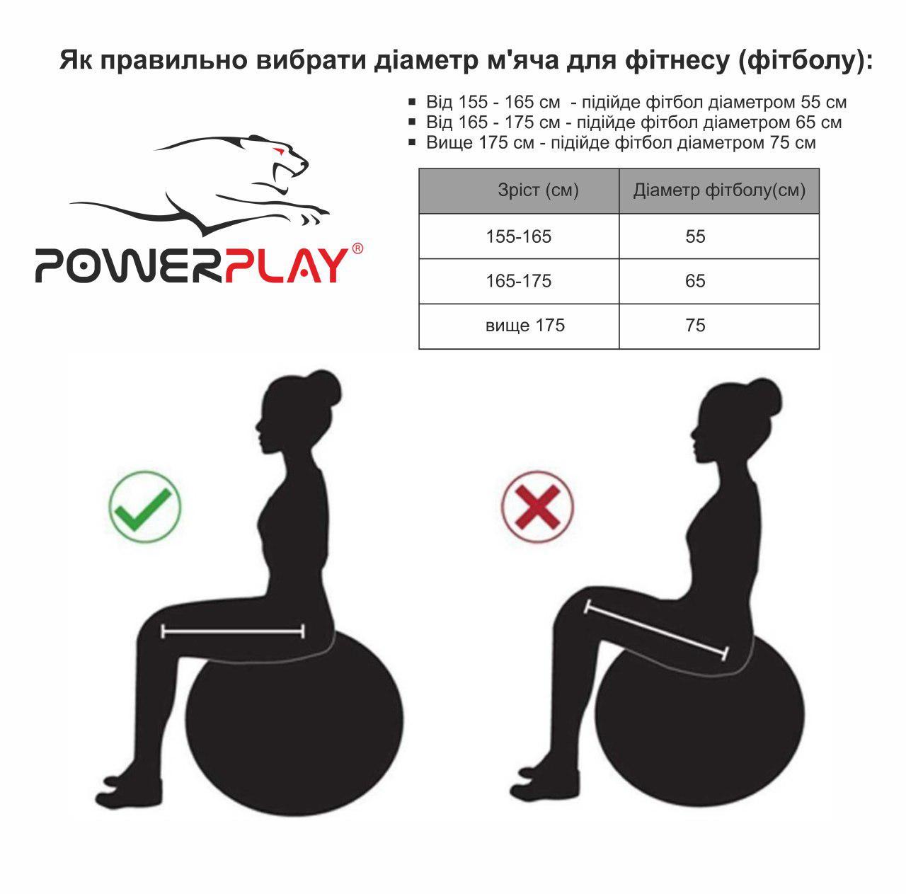 Мяч для фітнеса PowerPlay 4003 65см Синій ( пошкоджена коробка ) фото товару