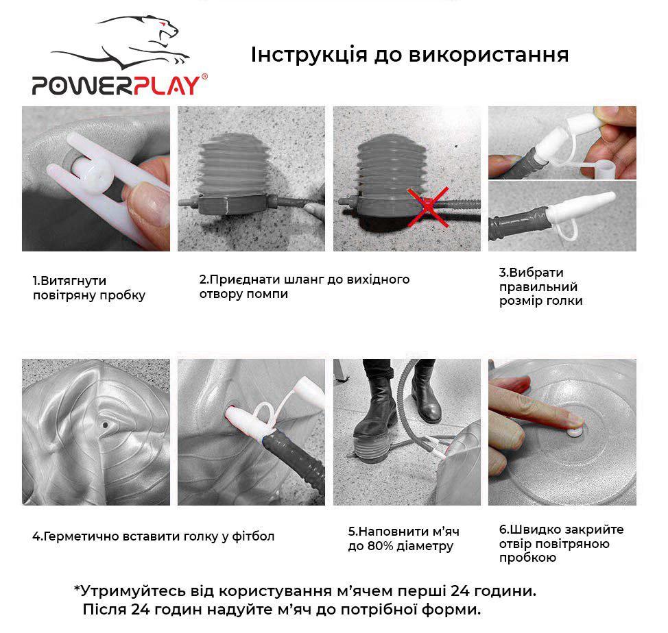 Мяч для фітнеса PowerPlay 4003 65см Синій ( пошкоджена коробка ) фото товару
