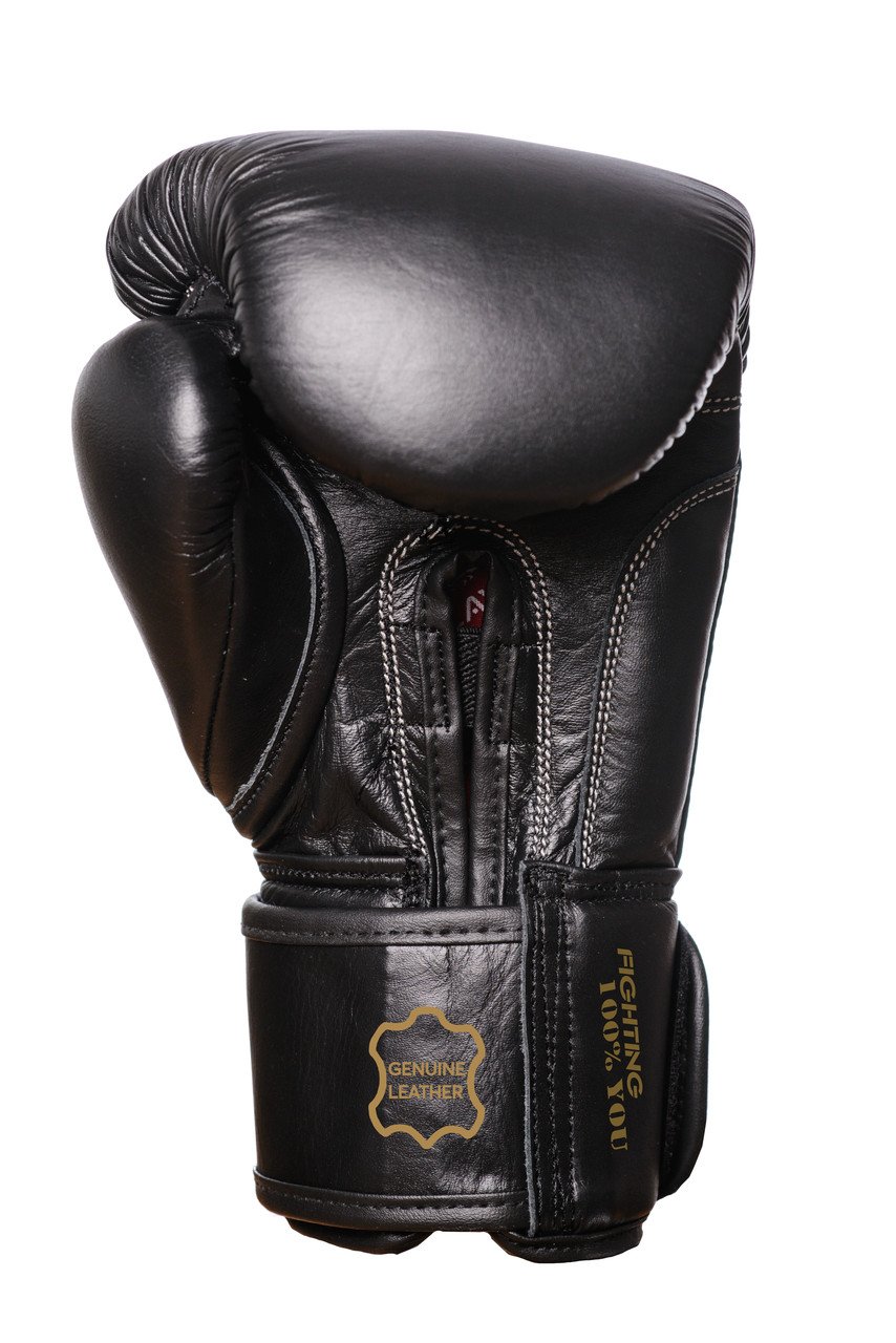 Боксерські рукавиці PowerPlay 3014 Чорні [натуральна шкіра] 16 унцій фото товару