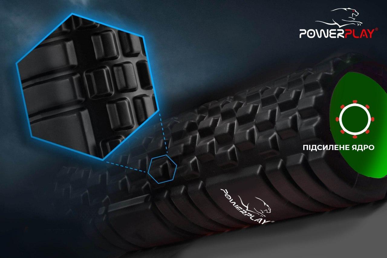 Масажний ролик PowerPlay 4025 Чорно-Зелений. фото товару