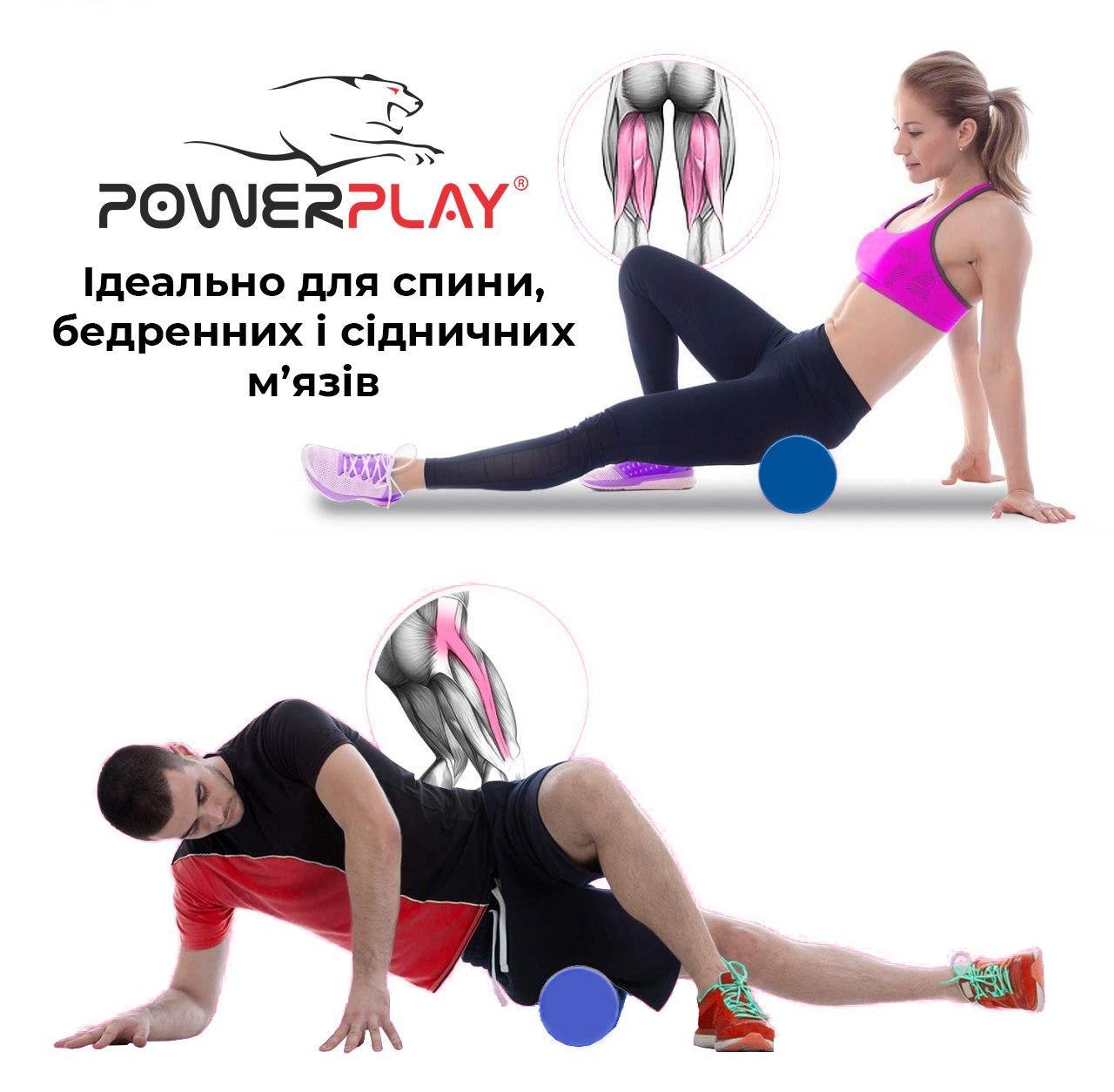 Ролик для йоги і пілатес PowerPlay 4021 90*15см. Синій фото товару