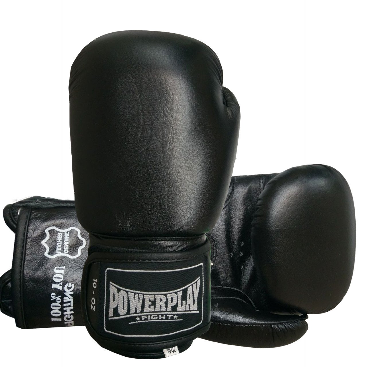 Боксерські рукавиці PowerPlay 3088 Чорні (натуральна шкіра) 10 унцій фото товару
