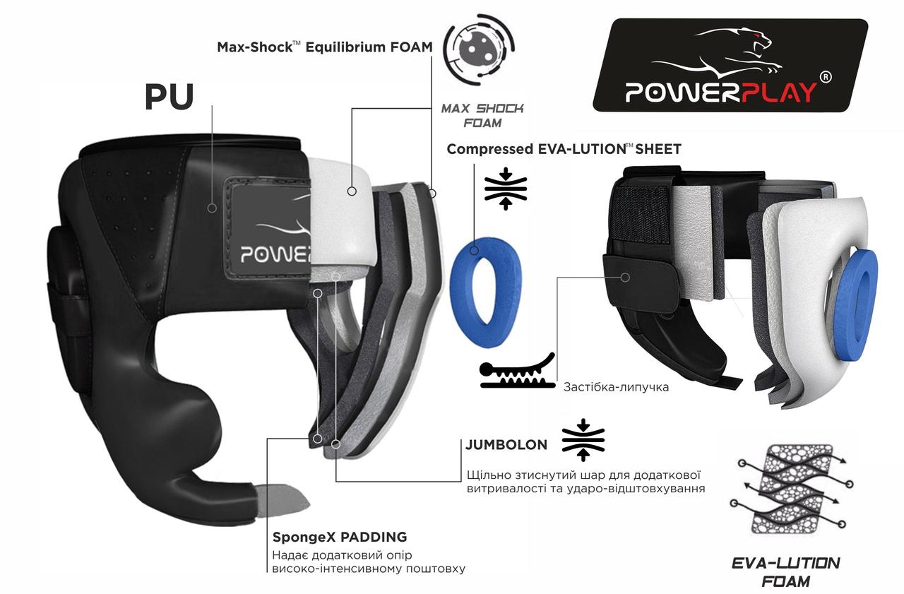 Боксерський шолом тренувальний PowerPlay 3043 Синій XS фото товару