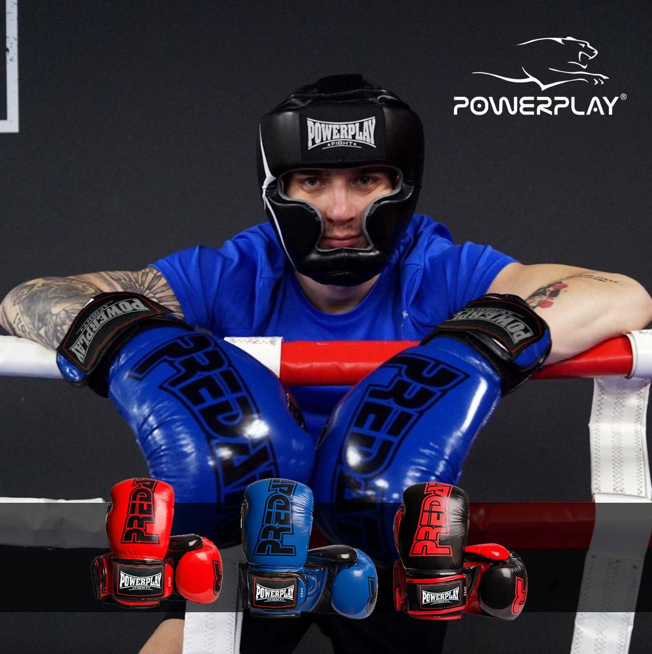 Боксерські рукавиці PowerPlay 3017 Сині карбон 16 унцій фото товару