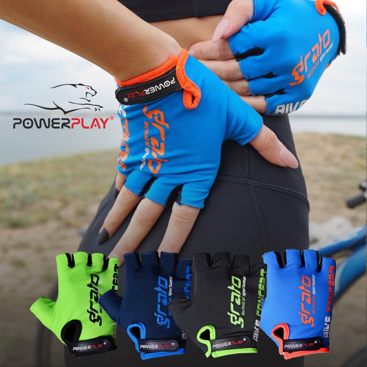 Велорукавички PowerPlay 5029 G Блакитні XL фото товара