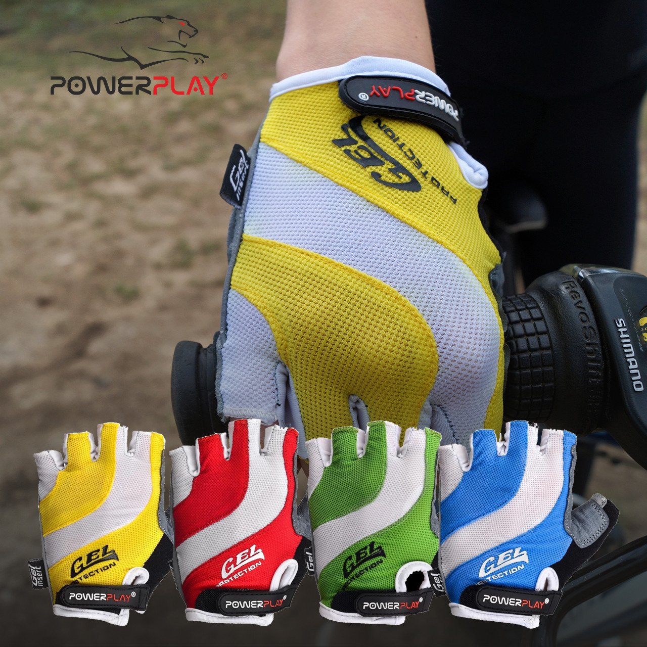 Велорукавички PowerPlay 5034 Біло-блакитні L фото товару