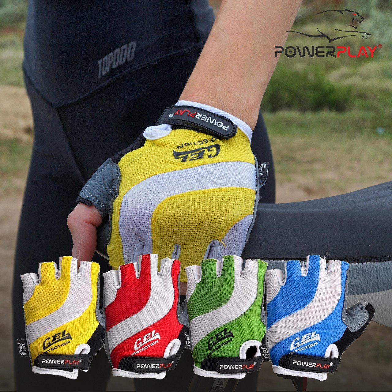 Велорукавички PowerPlay 5034 C Біло-зелені L фото товара