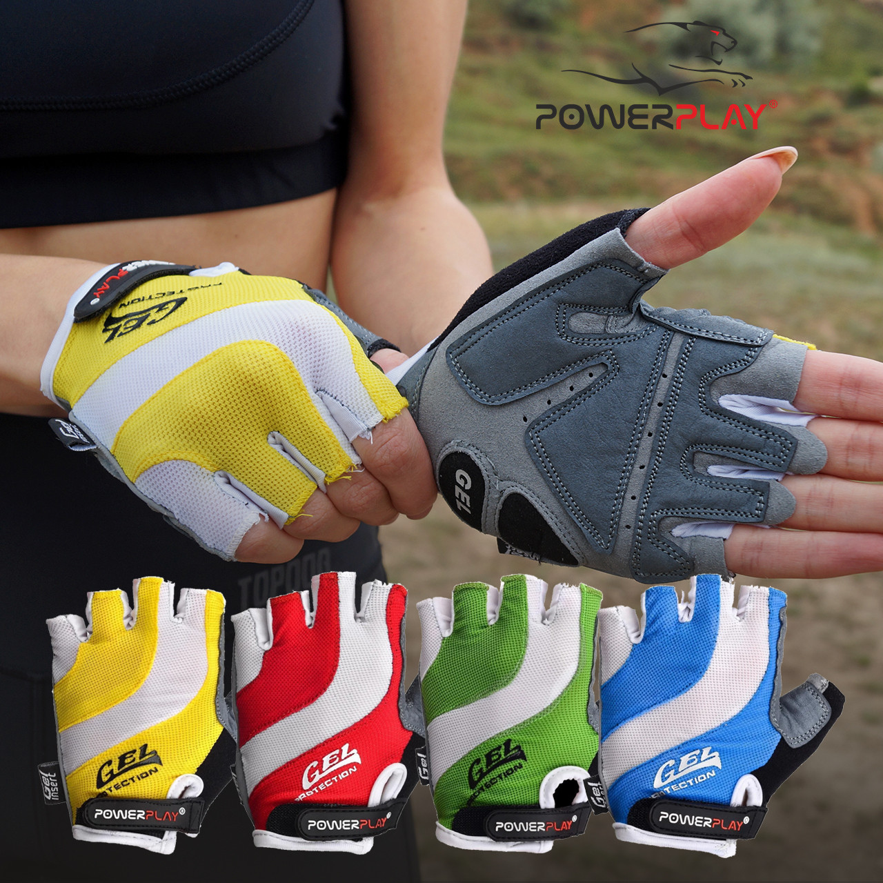 Велорукавички PowerPlay 5034 Біло-блакитні XS фото товару