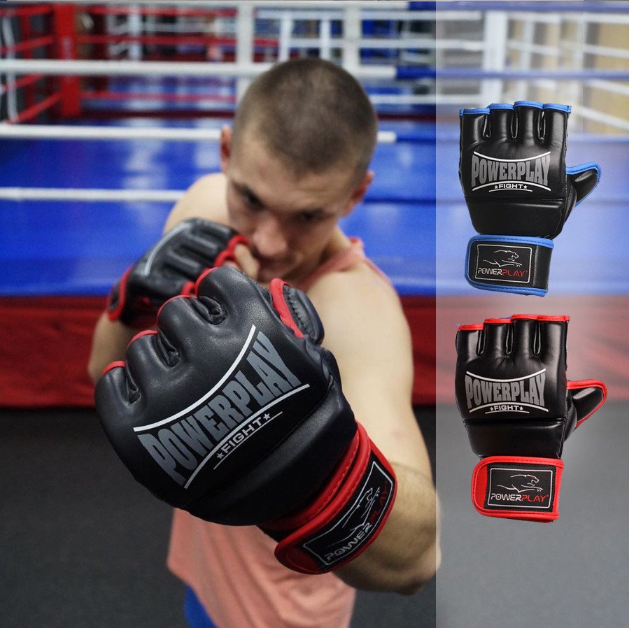 Рукавички для MMA PowerPlay 3058 Чорно-Сині M фото товару