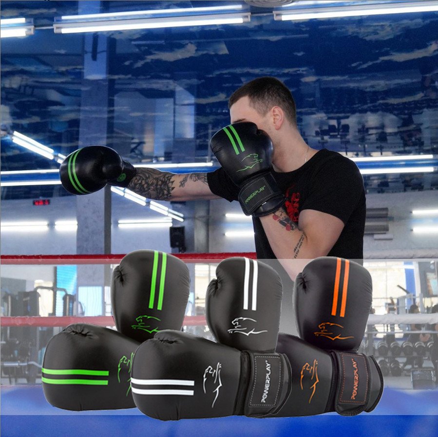Боксерські рукавиці PowerPlay 3016 Чорно-Білі 8 унцій фото товару