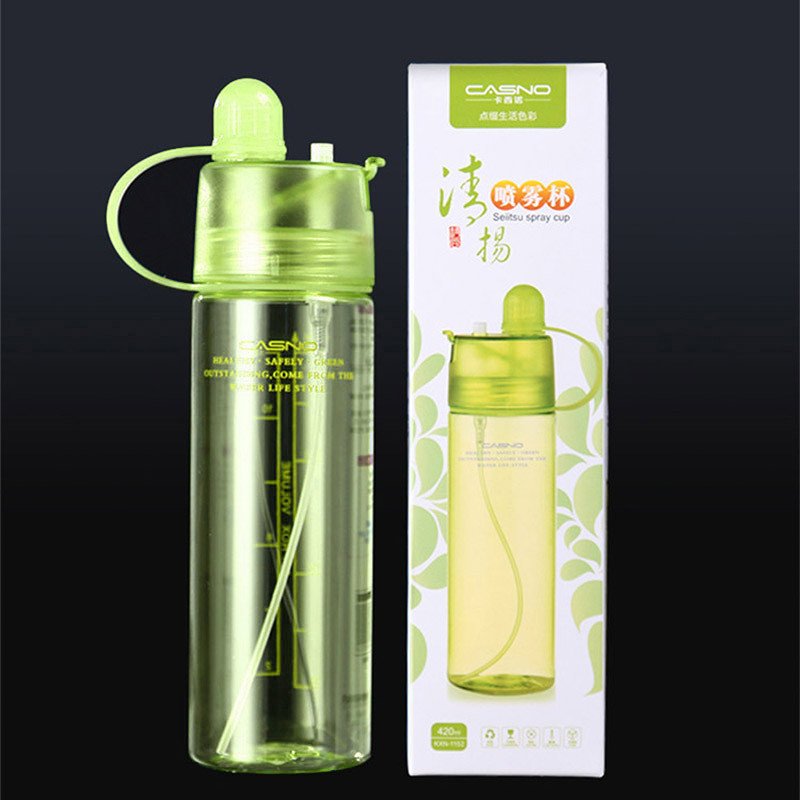 Пляшка для води CASNO 420 мл KXN-1151 Зелена з соломинкою фото товару