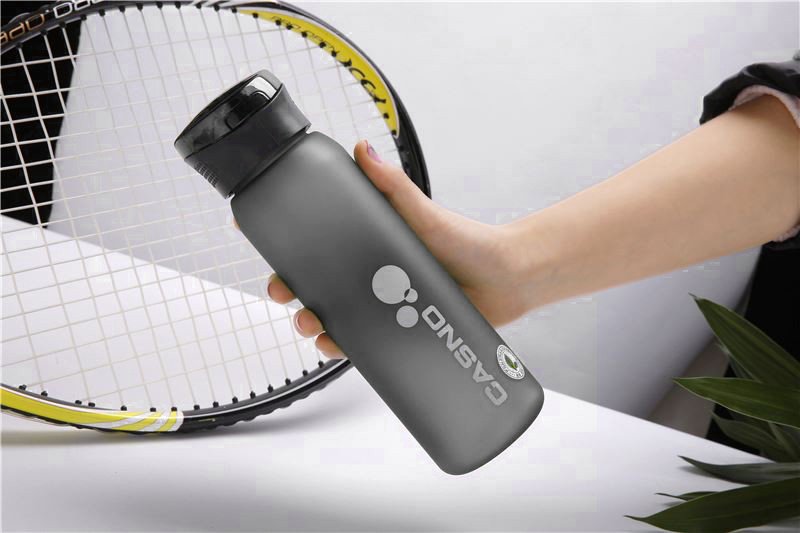 Пляшка для води CASNO 600 мл KXN-1196 Сіра з соломинкою фото товару