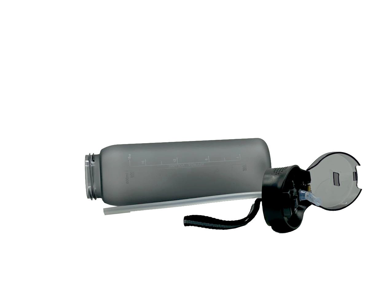 Пляшка для води CASNO 600 мл KXN-1196 Сіра з соломинкою фото товару