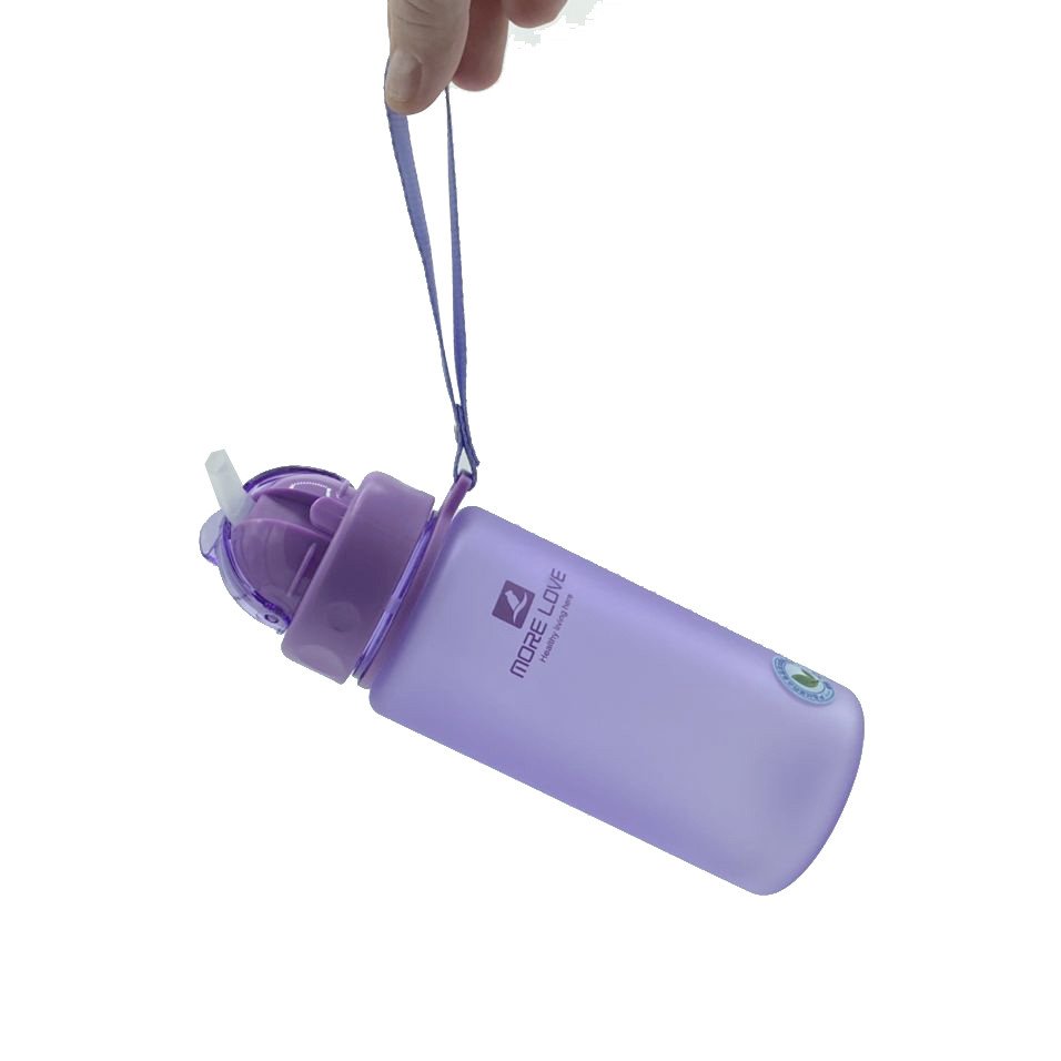 Пляшка для води CASNO 400 мл MX-5028 More Love Фіолетова з соломинкою фото товара