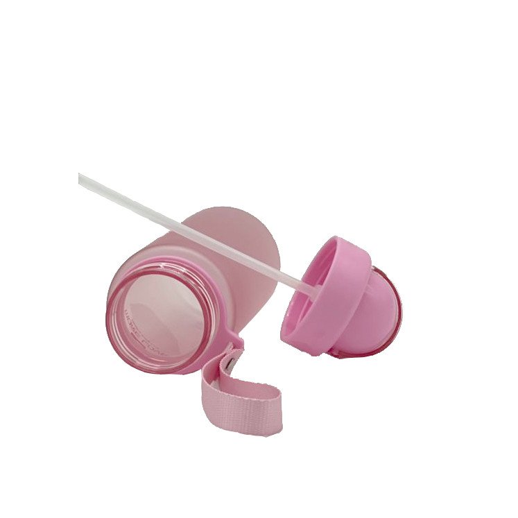 Пляшка для води CASNO 400 мл MX-5028 More Love Рожева з соломинкою фото товару