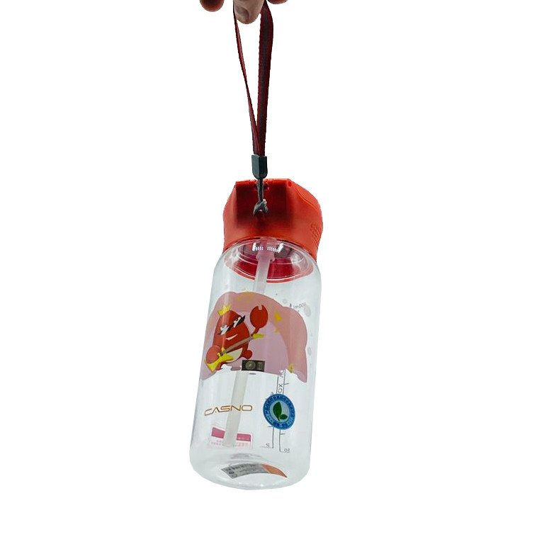 Пляшка для води CASNO 400 мл KXN-1195 Червона (краб) з соломинкою фото товару