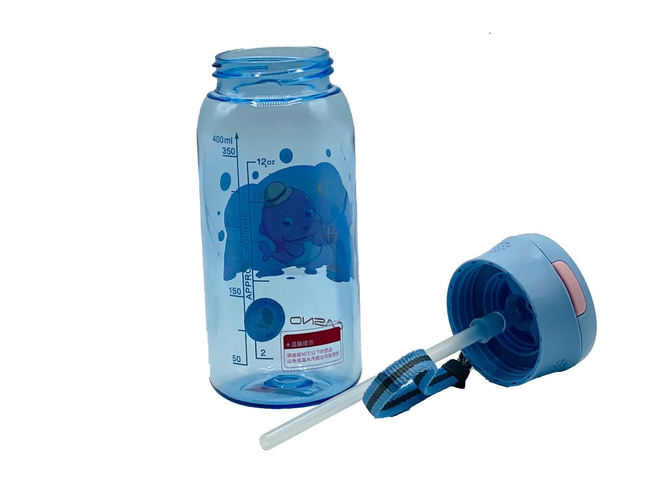 Пляшка для води CASNO 400 мл KXN-1195 Сіра (дельфін) з соломинкою фото товару