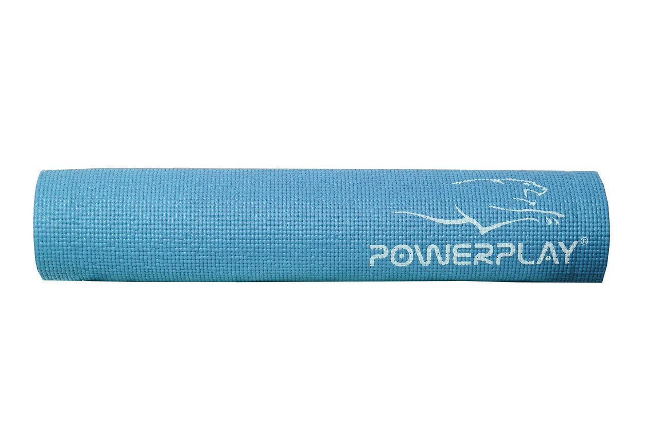Килимок для фітнесу і йоги PowerPlay 4010(173*61*0,6) Голубий фото товару