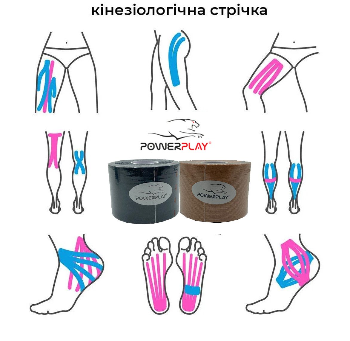 Кінезіологічний тейп PowerPlay 4315 Чорний 5*5м фото товара