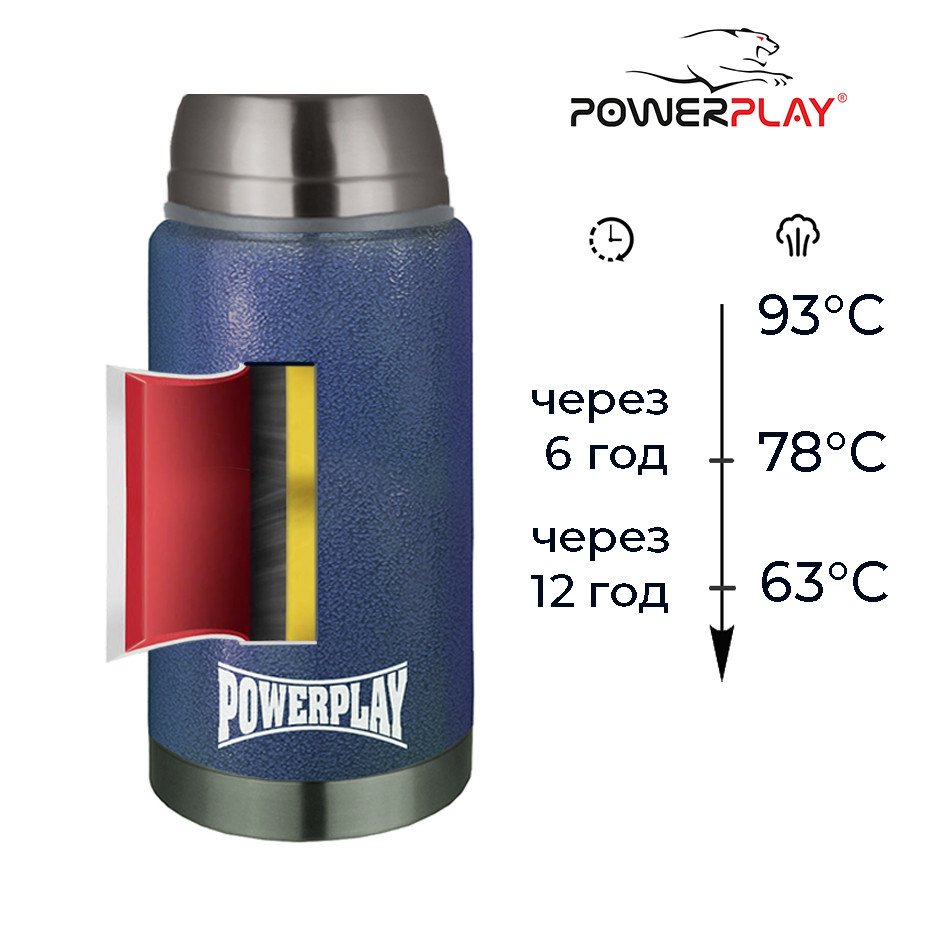 Термос харчовий PowerPlay 9002 Синій 750 мл фото товару