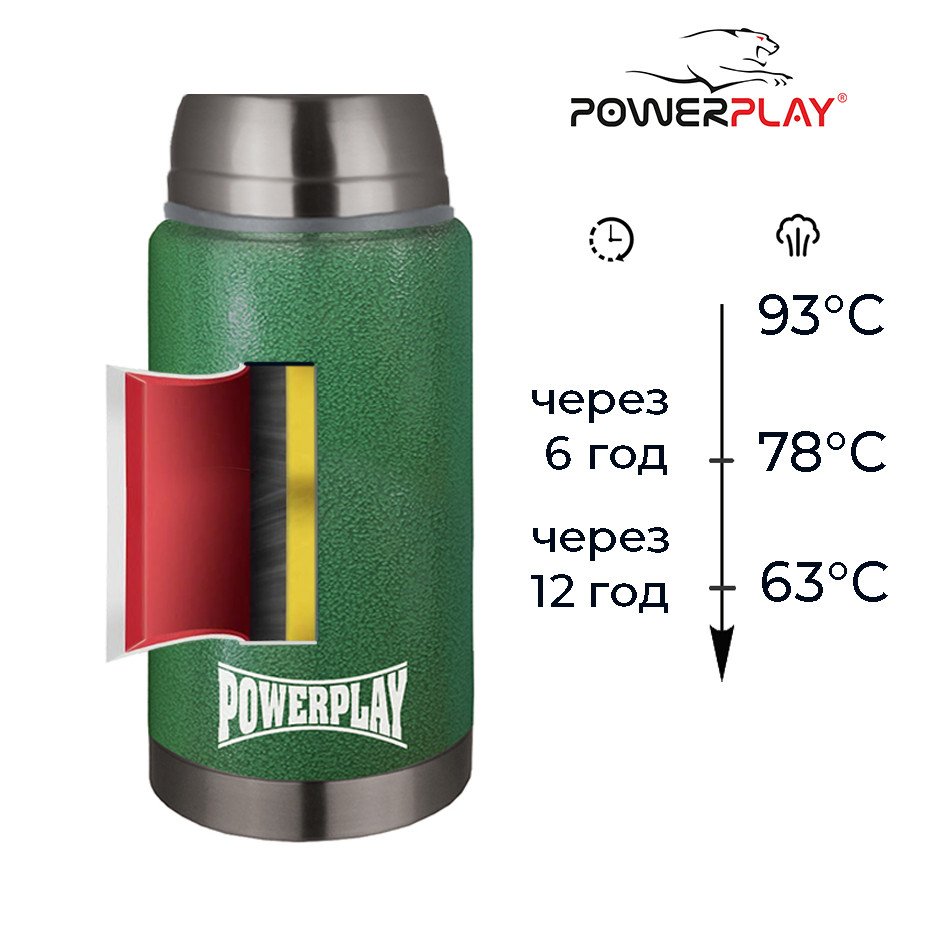Термос харчовий PowerPlay 9002 Зелений 750 мл фото товару