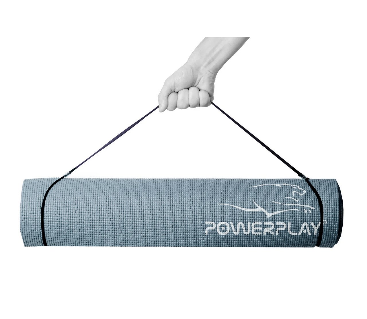 Коврик для йоги і фитнесу PowerPlay 4010 (173*61*0.6) Сірий фото товару