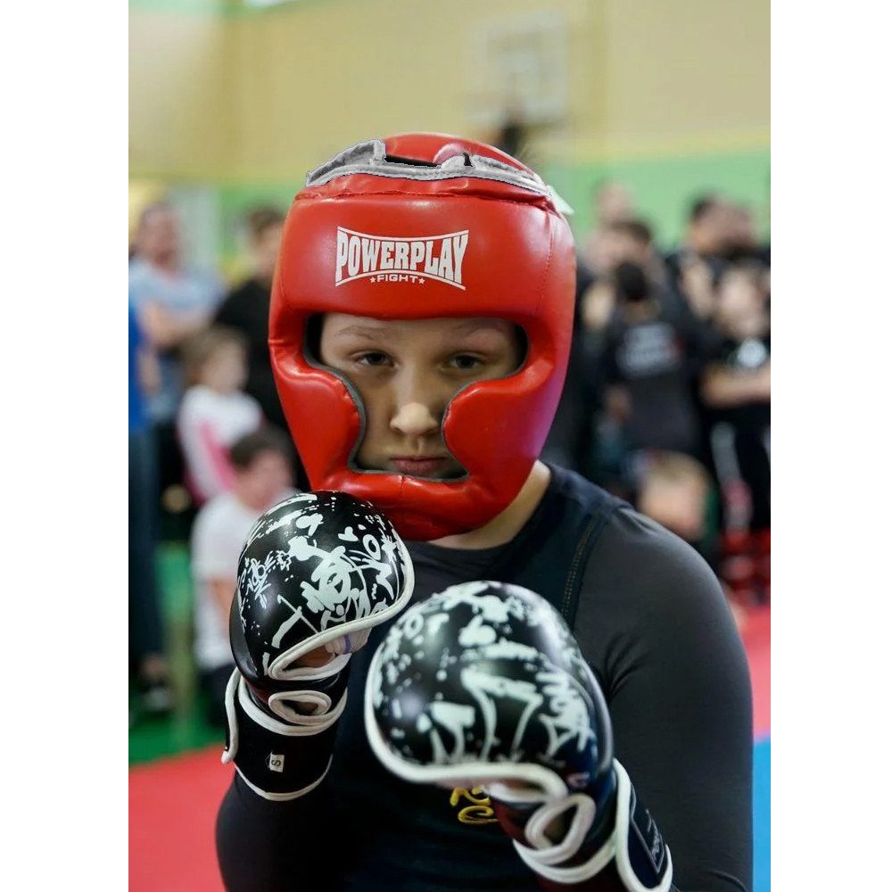 Боксерський шолом тренувальний PowerPlay 3068 PU + Amara Червоно-Білий S фото товара