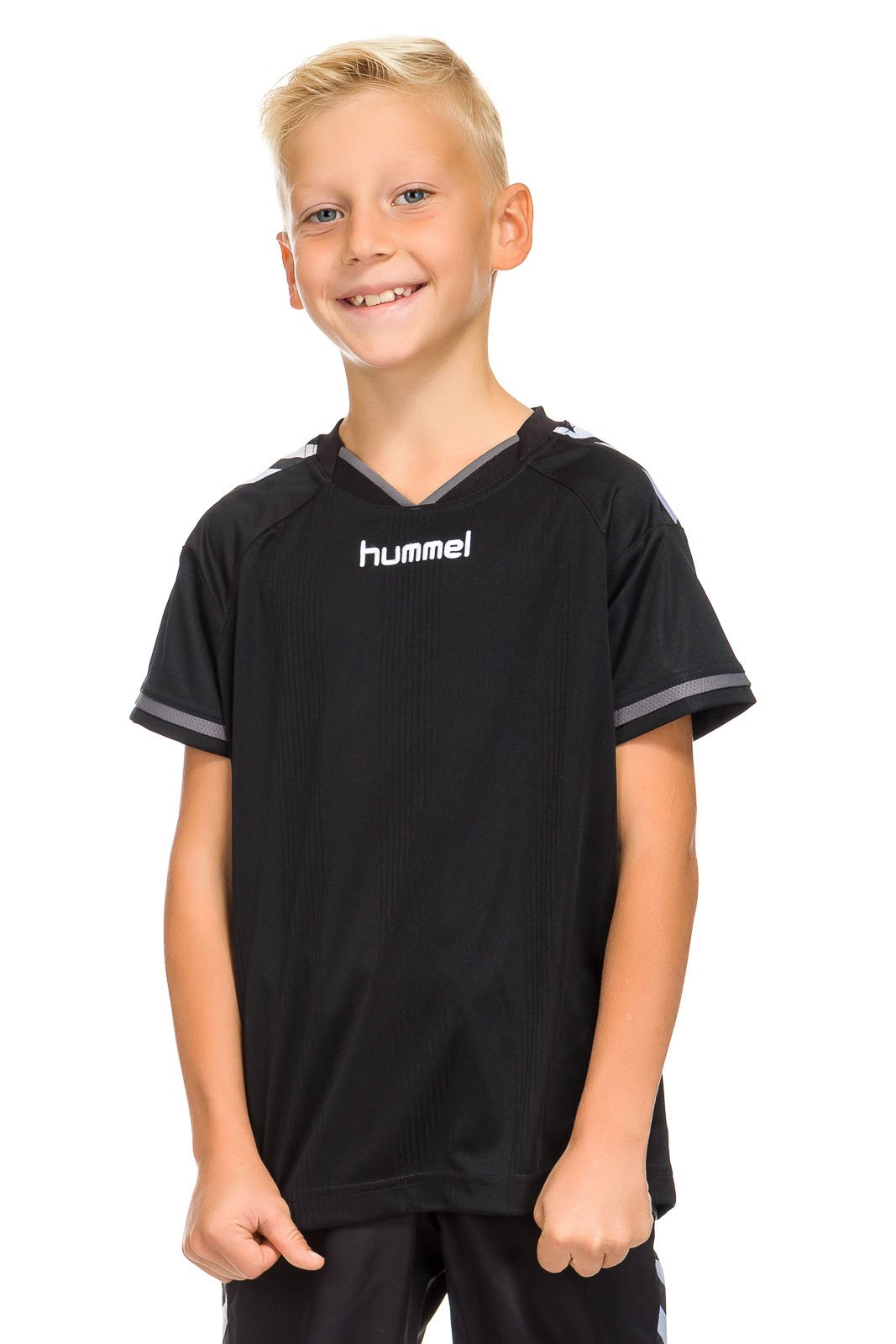 Футболка детская Hummel STAY AUTHENTIC POLY JERSEY черно-серая фото товара