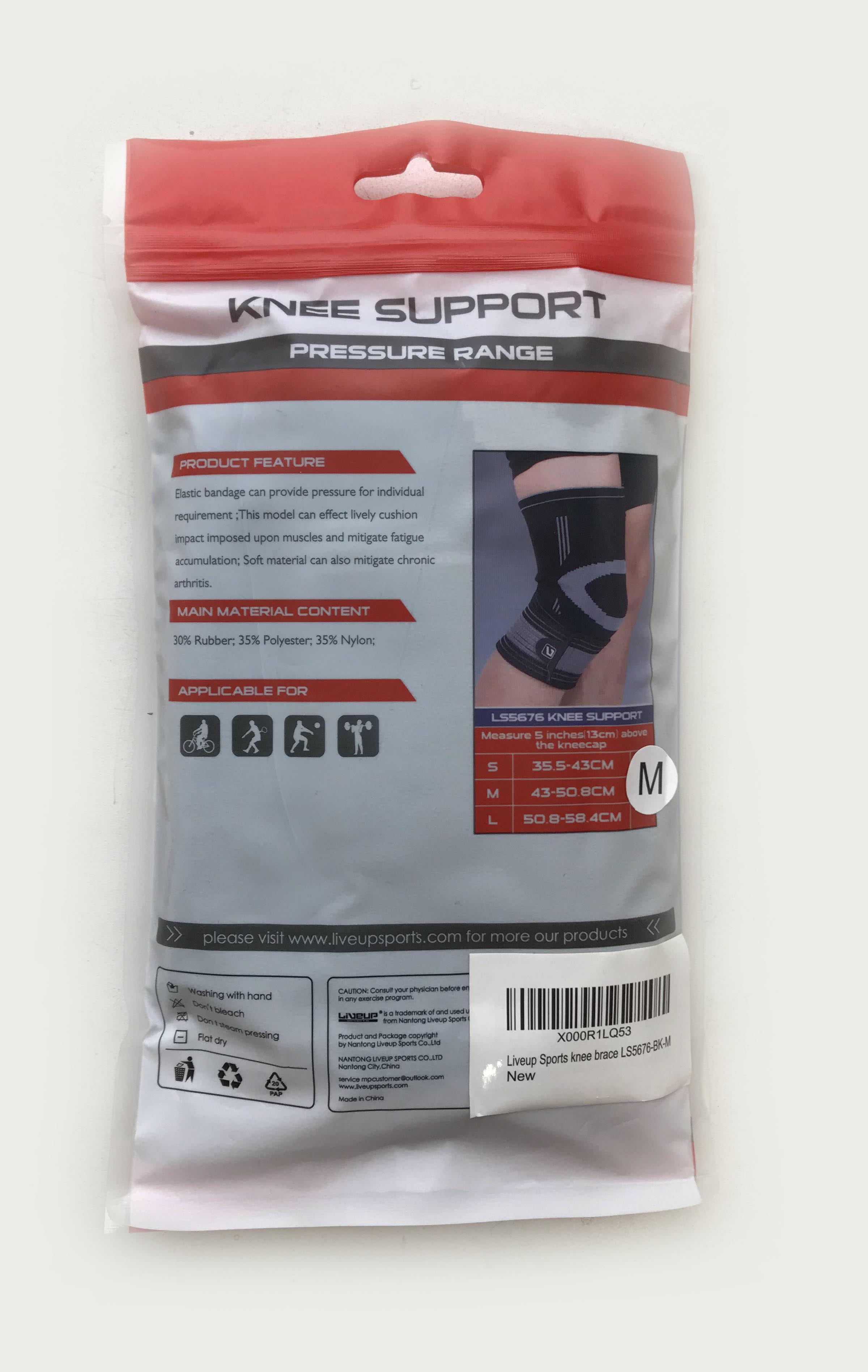 Фіксатор коліна LiveUp KNEE SUPPORT чорно-сірий фото товару
