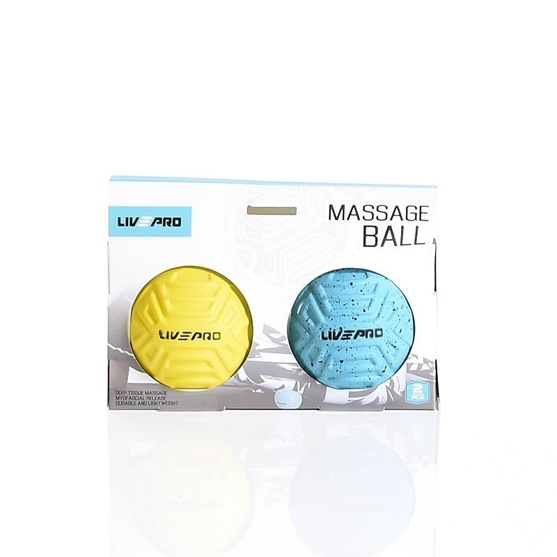 Набор мячиков для массажа LivePro Foot Massage Ball голубой/желтый 2 шт. фото товара