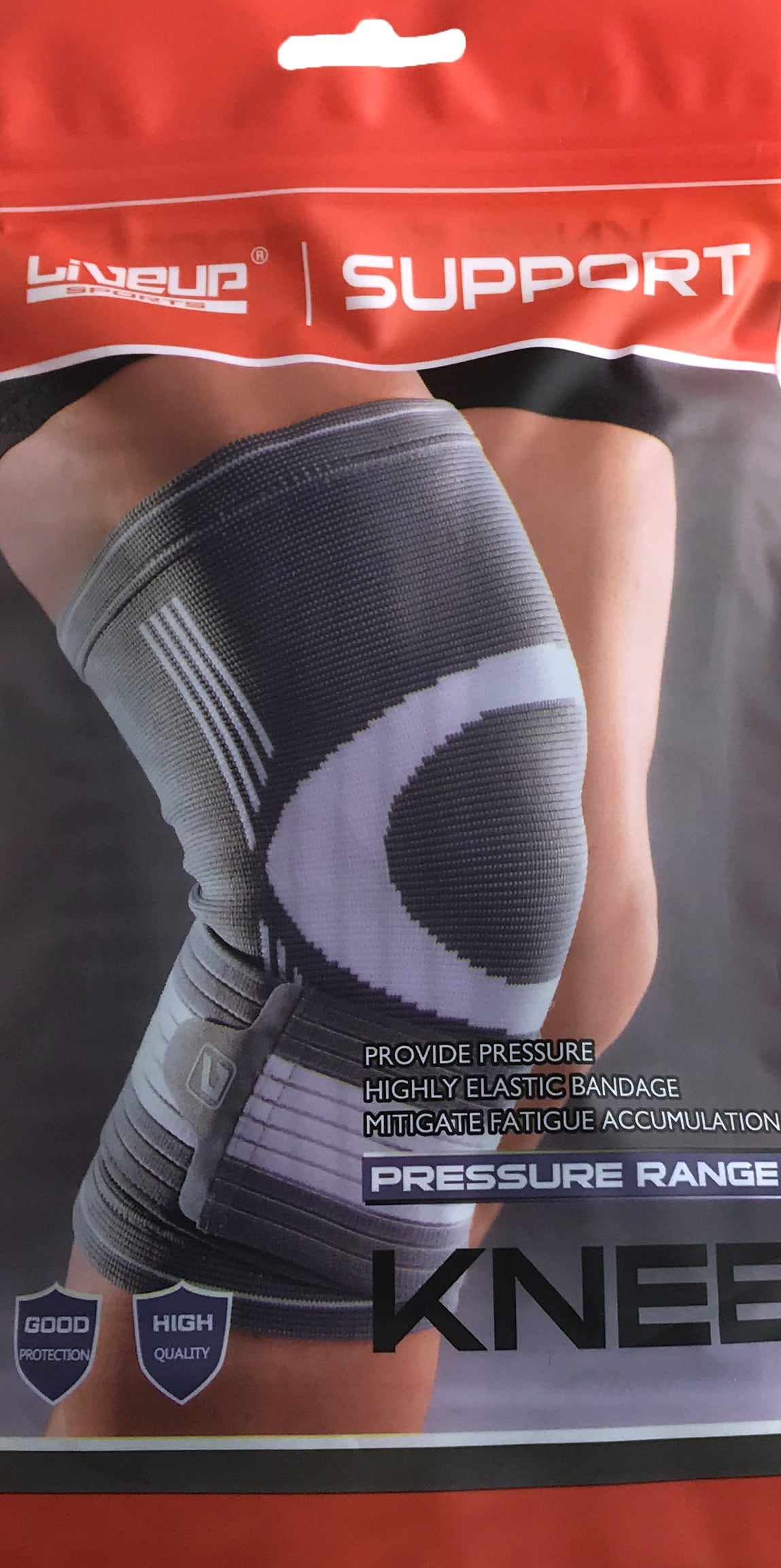 Фиксатор колена LiveUP KNEE SUPPORT серый/белый M фото товара