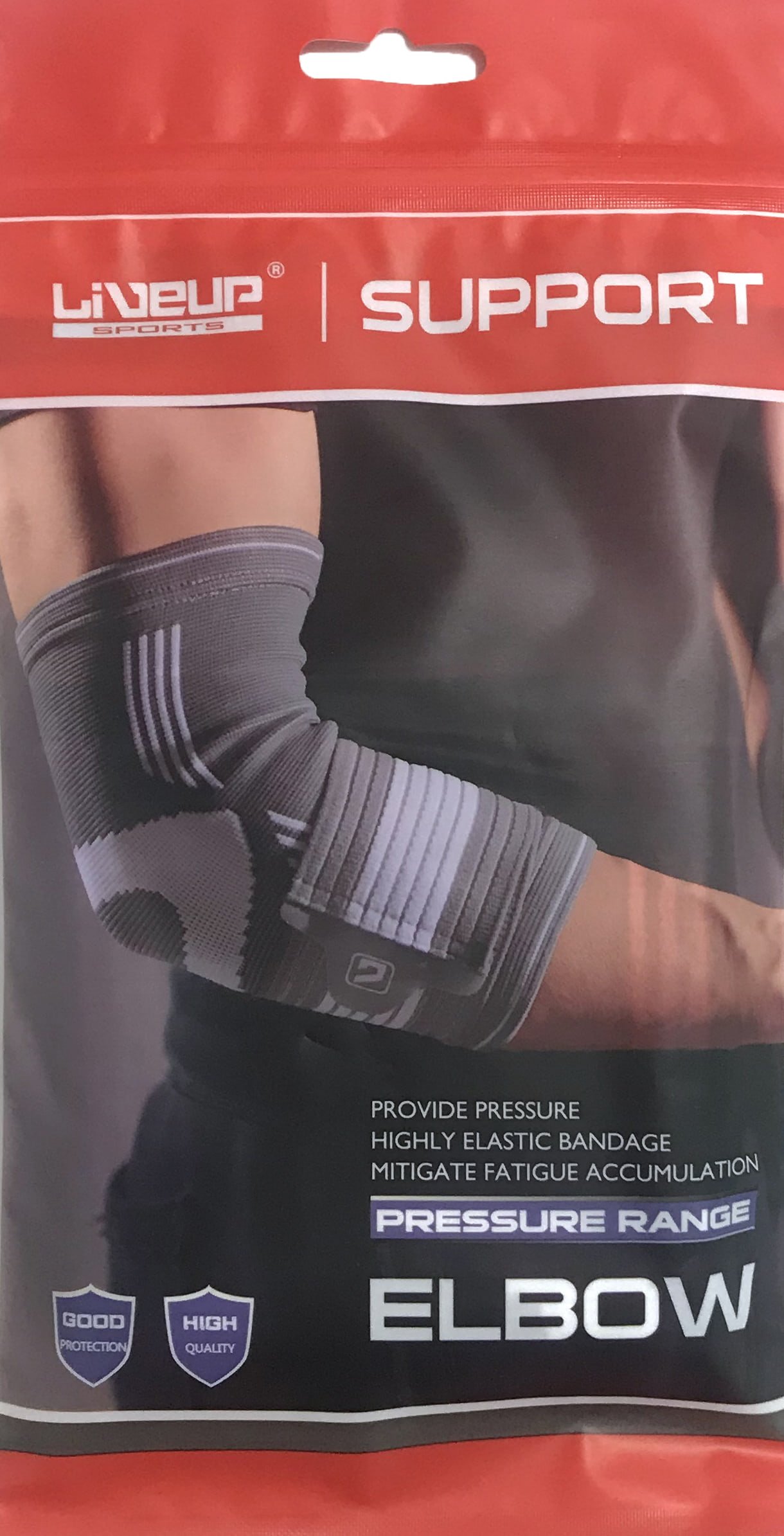 Фіксатор ліктя LiveUP ELBOW SUPPORT сірий / білий S фото товару