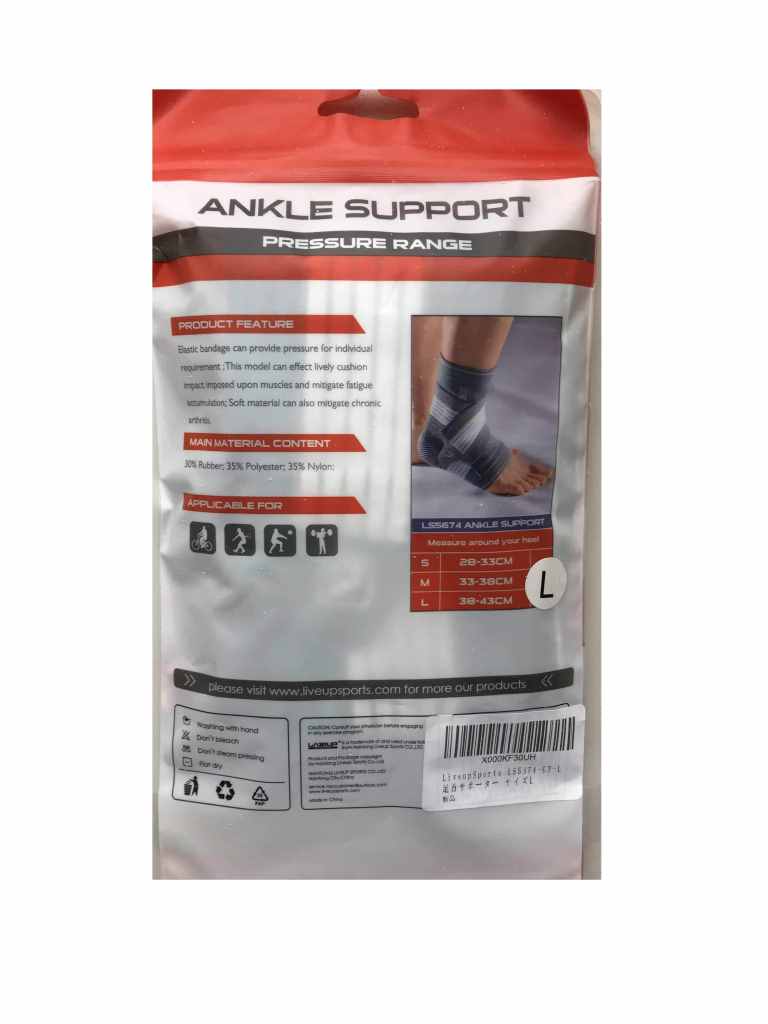 Фіксатор щиколотки LiveUP ANKLE SUPPORT сірий / білий L фото товару